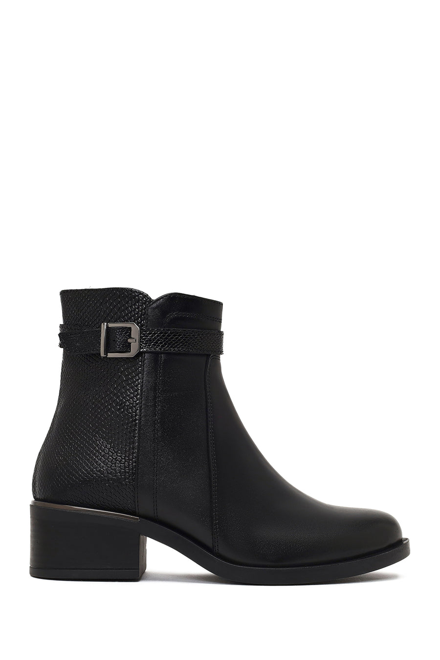 Women's Black Zippered Leather Boots 25WFD360814 | Derimod