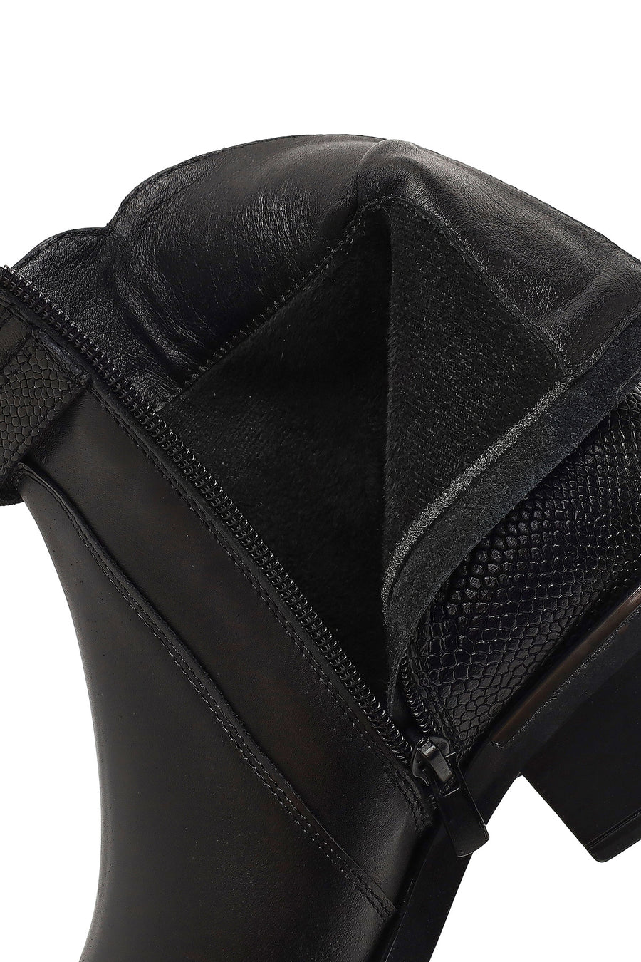 Women's Black Zippered Leather Boots