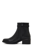 Women's Black Zippered Leather Boots | Derimod