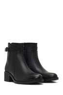Women's Black Zippered Leather Boots | Derimod
