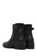 Women's Black Zippered Leather Boots | Derimod