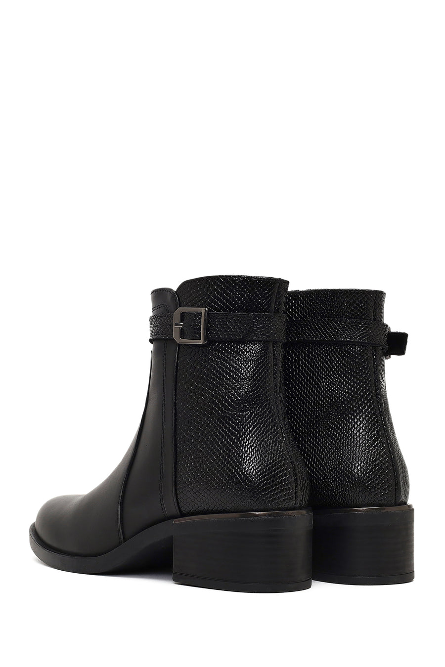 Women's Black Zippered Leather Boots