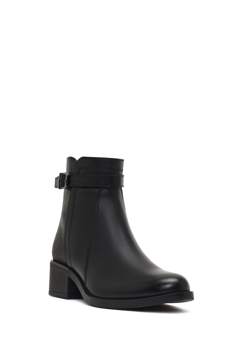 Women's Black Zippered Leather Boots