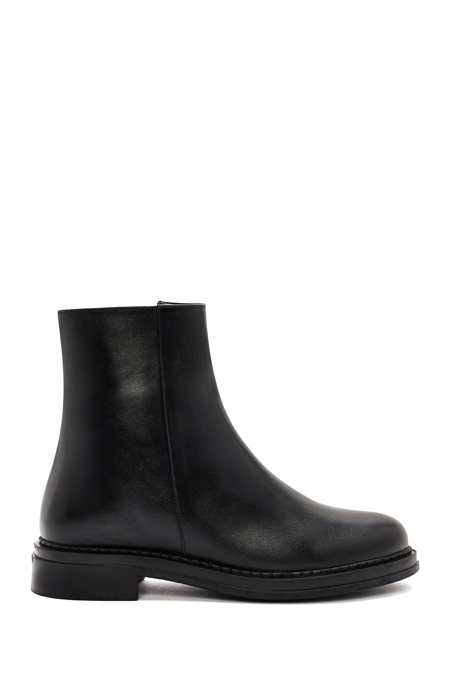 Woman Black Zippered Leather Boat 25WFD410618 | Derimod