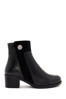 Woman Black Zippered Chunky Heels Leather Boat | Derimod