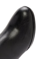 Woman Black Zippered Chunky Heels Leather Boat | Derimod