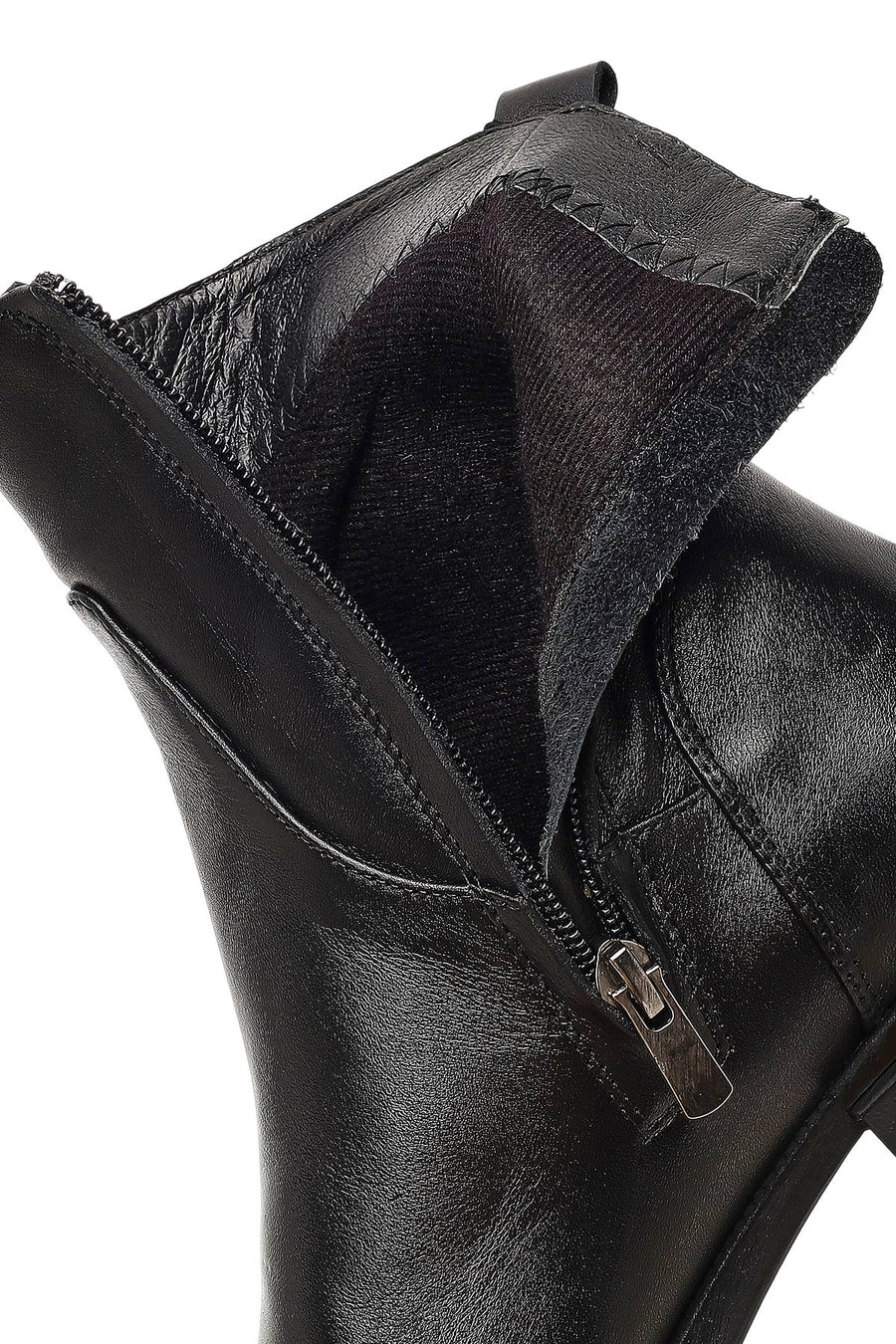 Women's Black Zippered Leather Boots