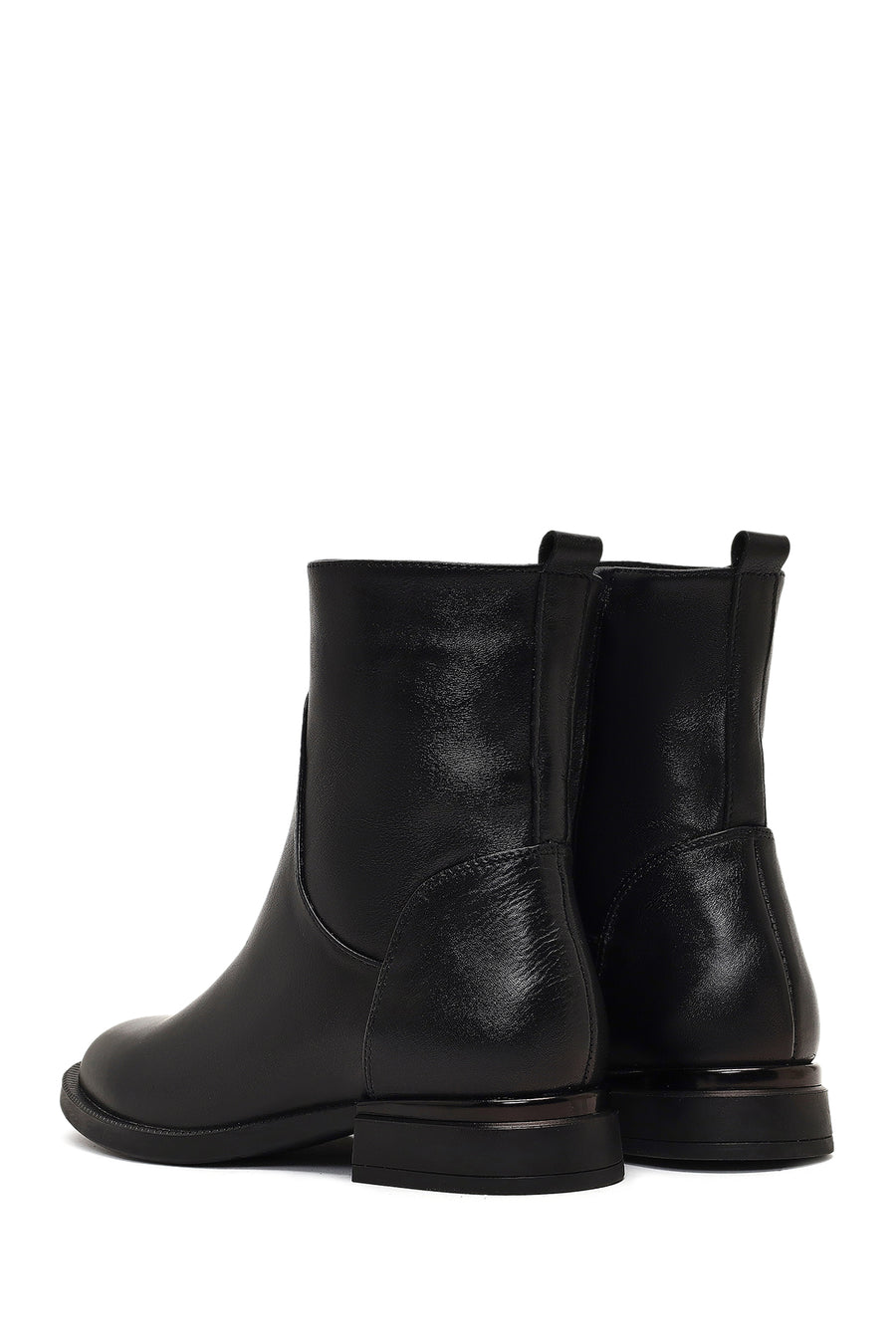 Women's Black Zippered Leather Boots