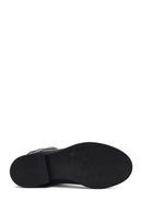 Women's Black Zippered Buckled Leather Boot | Derimod