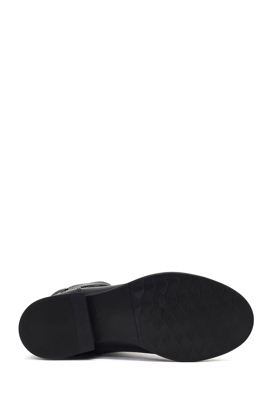 Women's Black Zippered Buckled Leather Boot