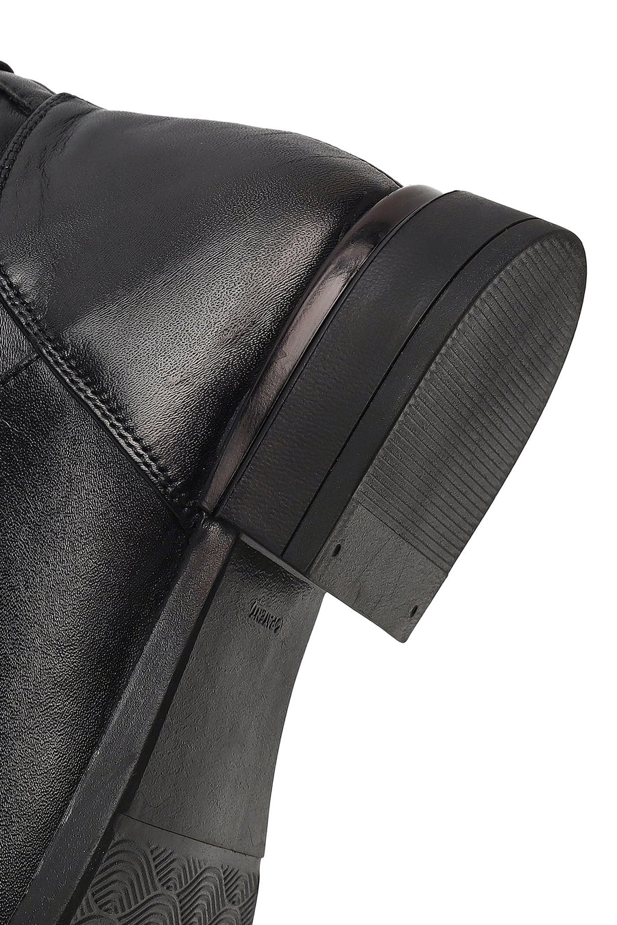 Women's Black Zippered Buckled Leather Boot