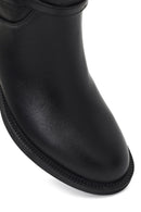 Women's Black Zippered Buckled Leather Boot | Derimod