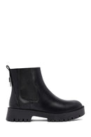 Woman Black Thick Sole Leather Chelsea Boots | Derimod