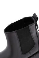 Woman Black Thick Sole Leather Chelsea Boots | Derimod