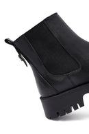 Woman Black Thick Sole Leather Chelsea Boots | Derimod