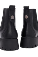 Woman Black Thick Sole Leather Chelsea Boots | Derimod