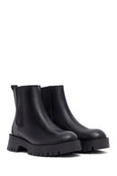 Woman Black Thick Sole Leather Chelsea Boots | Derimod
