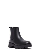 Woman Black Thick Sole Leather Chelsea Boots | Derimod