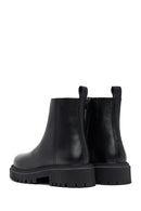 Women's Black Zippered Thick-Soled Leather Boots | Derimod