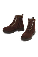 Kadın Kahverengi Fermuarlı Kalın Tabanlı Süet Deri Postal Bot | Derimod
