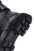 Women's Black Lace-Up Zipper Leather Combat Boots | Derimod