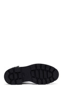 Women's Black Lace-Up Zipper Leather Combat Boots | Derimod