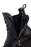 Women's Black Lace-Up Zipper Leather Combat Boots | Derimod