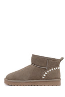 Woman Mink Fur Suede Leather Teddy Bot | Derimod