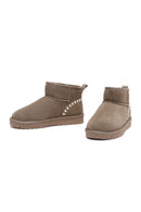 Woman Mink Fur Suede Leather Teddy Bot | Derimod