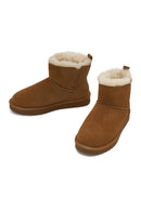 Woman Camel Suede Leather Teddy Boot | Derimod