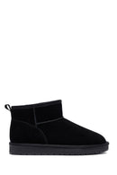 Woman Black Fur Suede Leather Teddy Bot | Derimod