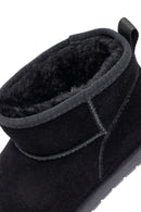 Woman Black Fur Suede Leather Teddy Bot | Derimod