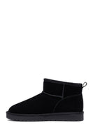 Woman Black Fur Suede Leather Teddy Bot | Derimod