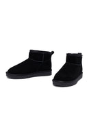 Woman Black Fur Suede Leather Teddy Bot | Derimod
