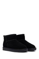 Woman Black Fur Suede Leather Teddy Bot | Derimod