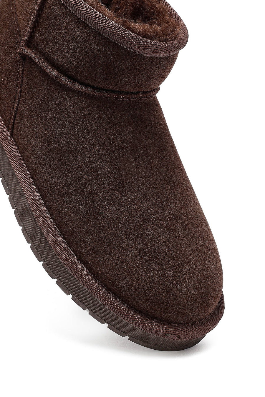 Woman Brown Fur Suede Leather Teddy Bot