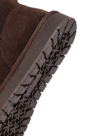 Woman Brown Fur Suede Leather Teddy Bot | Derimod