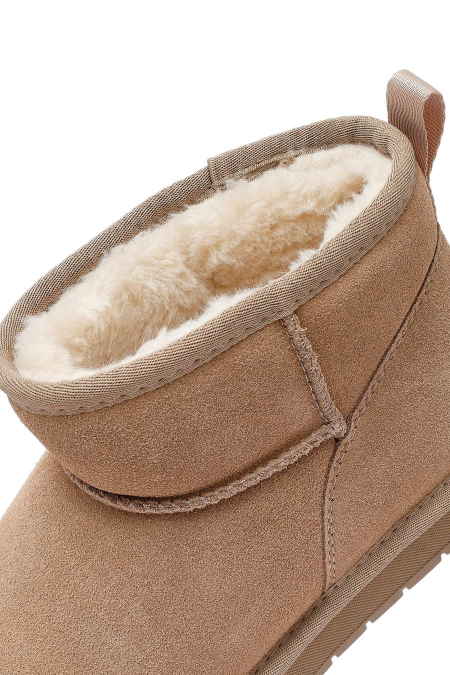 Woman Beige Fur Suede Leather Teddy Bot