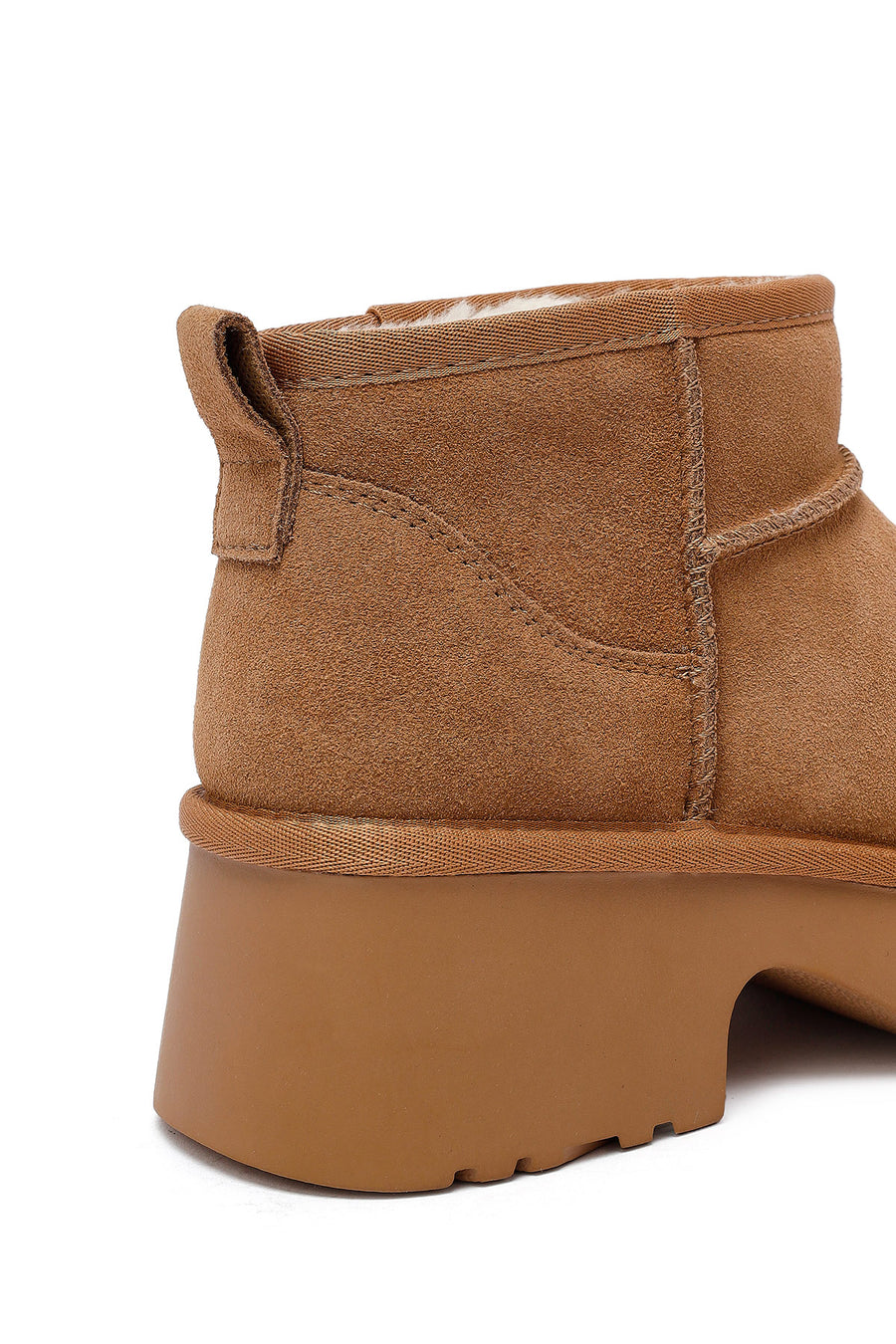Woman Tan Thick-Soled Furry Suede Leather Teddy Bot