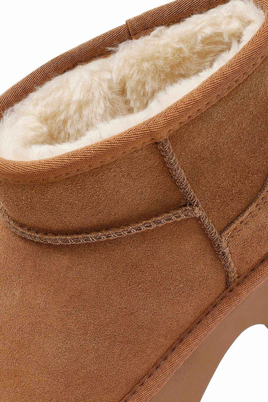 Woman Tan Thick-Soled Furry Suede Leather Teddy Bot