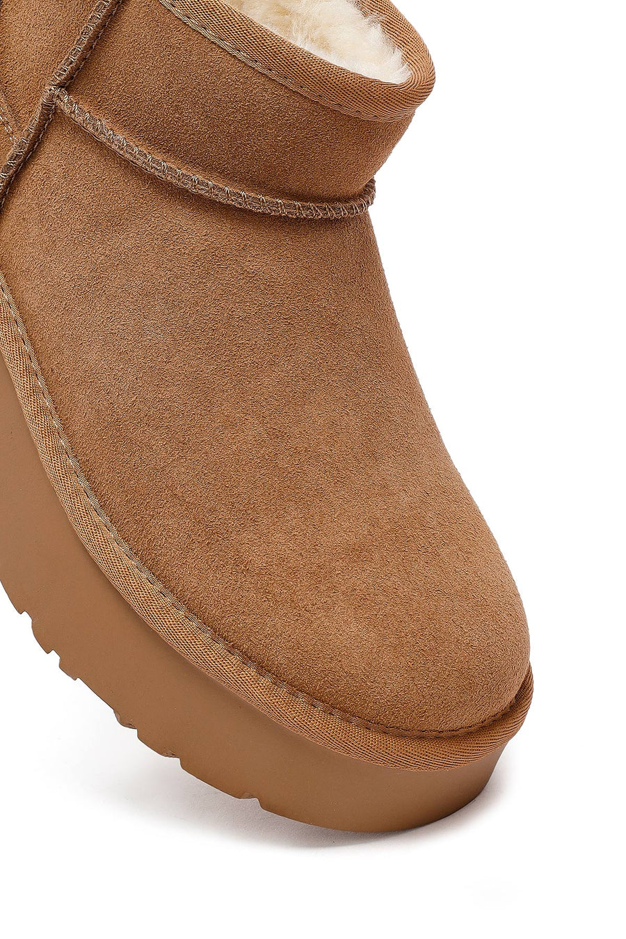 Woman Tan Thick-Soled Furry Suede Leather Teddy Bot