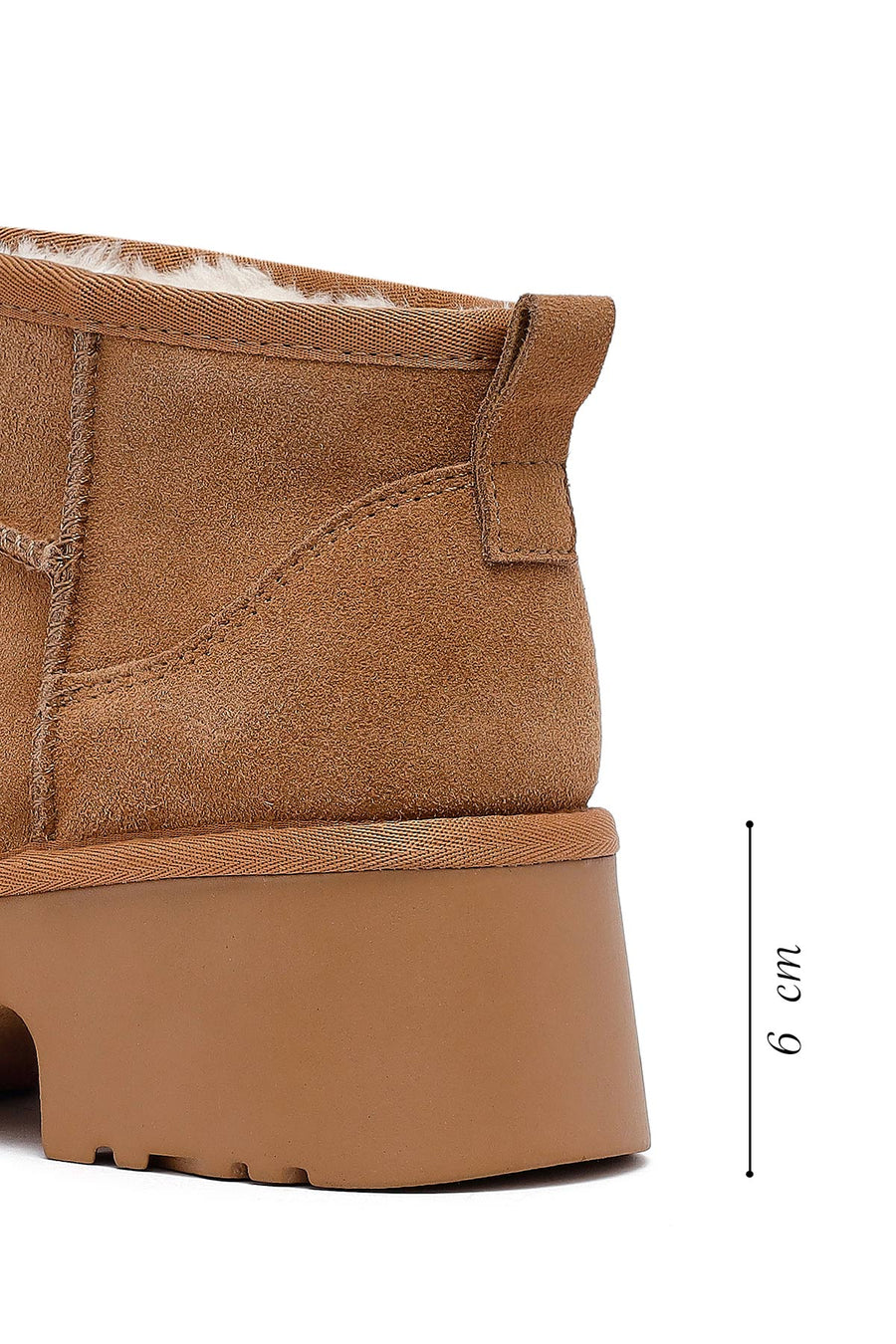 Woman Tan Thick-Soled Furry Suede Leather Teddy Bot