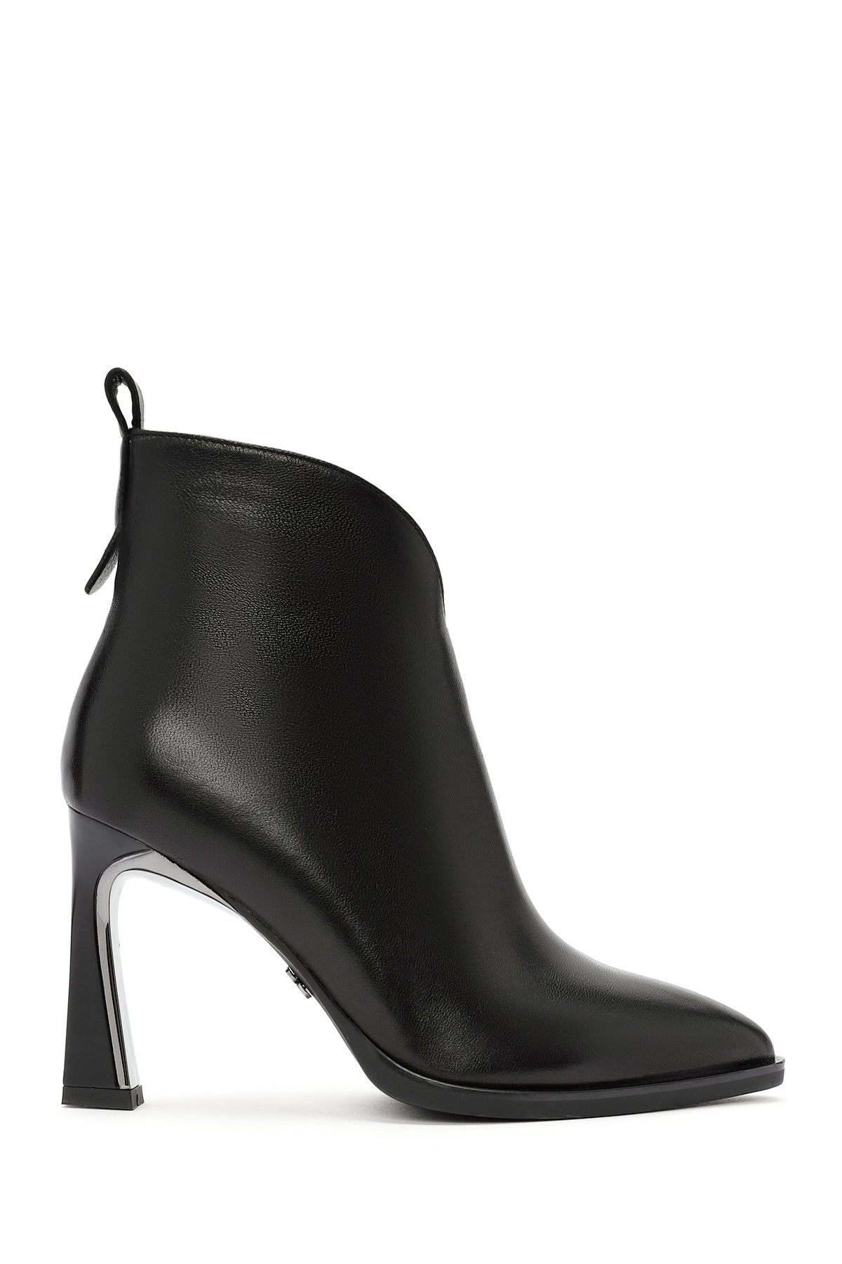 Women's Black Zippered Heeled Leather Boot 25WFD490018 | Derimod