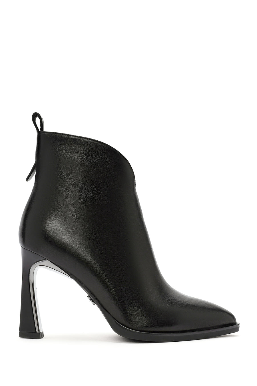 Women's Black Zippered Heeled Leather Boot 25WFD490018 | Derimod