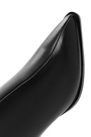 Women's Black Zippered Heeled Leather Boot | Derimod