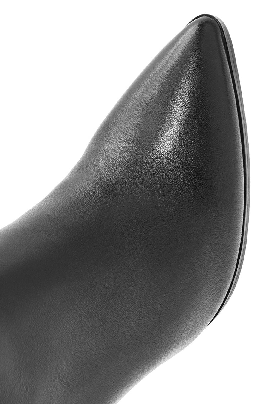Women's Black Zippered Thin High Heel Leather Boot