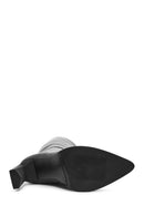 Women's Black Zippered Thin High Heel Leather Boot | Derimod