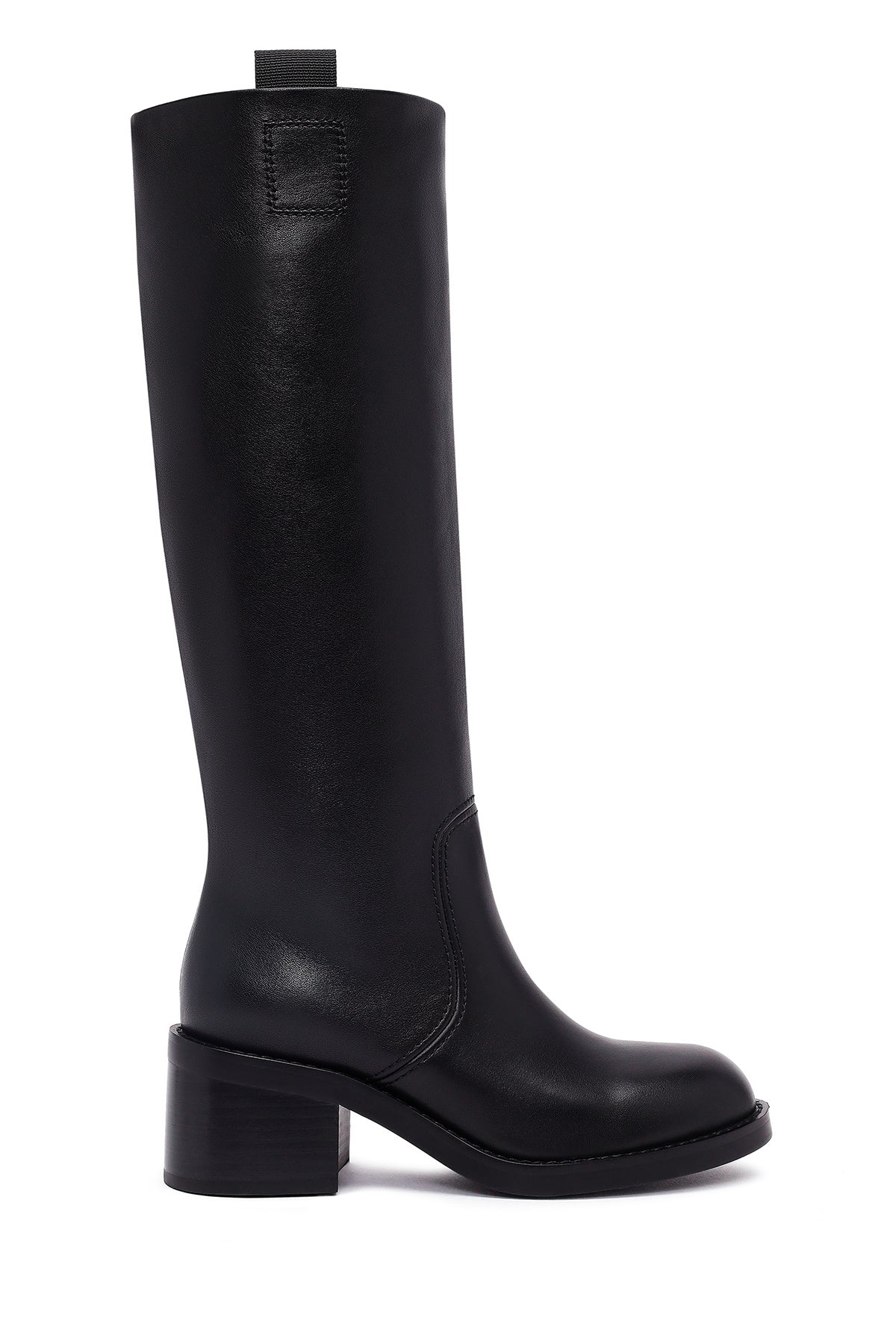 Women's Black Thick Heeled Leather Boot 25WFD491618 | Derimod