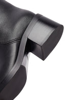 Women's Black Thick Heeled Leather Boot | Derimod