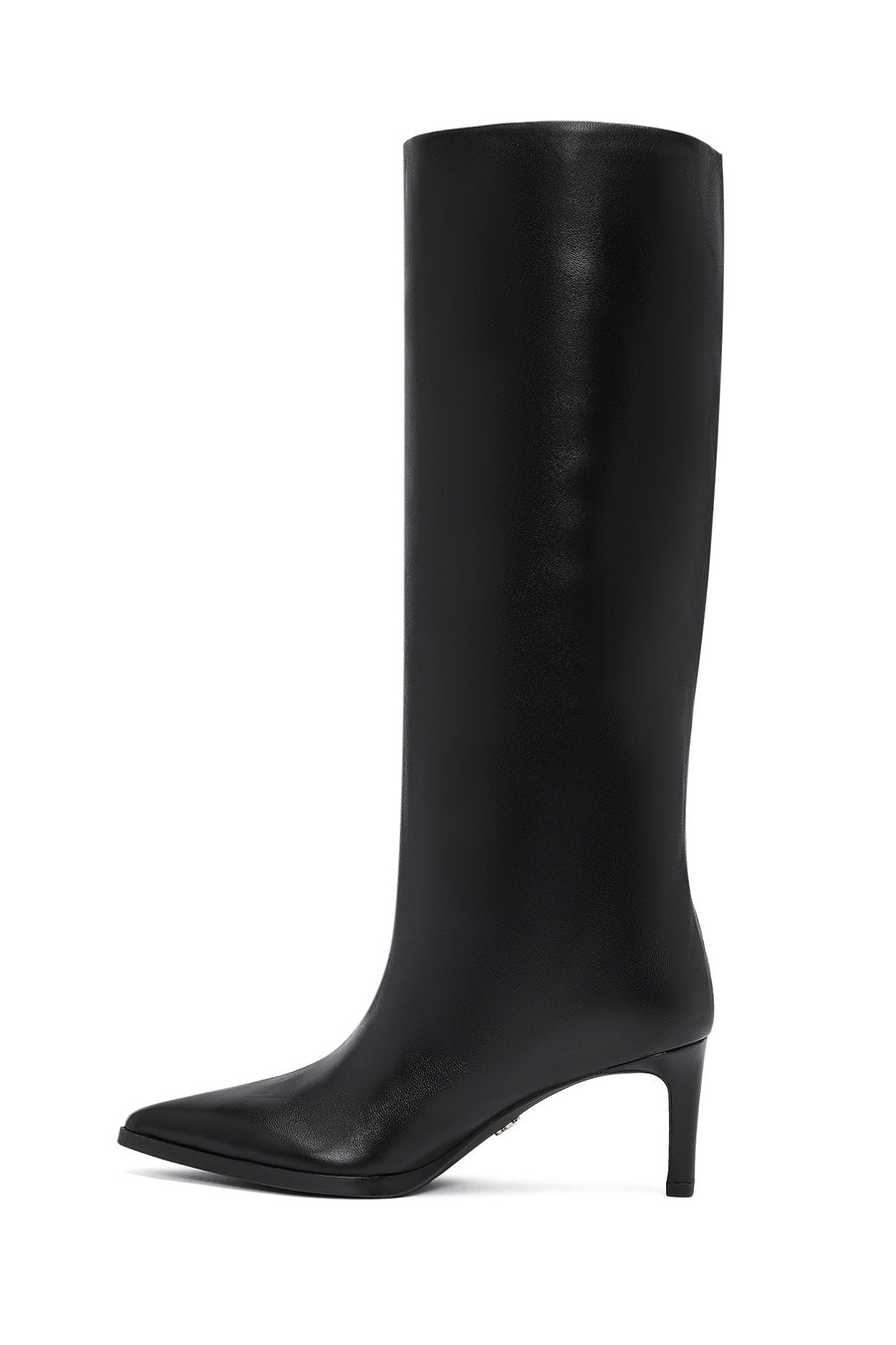 Women's Black Thin Heeled Leather Boot